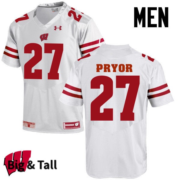 Wisconsin Badgers Men's #27 Kendrick Pryor NCAA Under Armour Authentic White Big & Tall College Stitched Football Jersey FU40N33XU